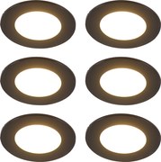 Sada 6 moderných zapustených bodových svetiel čierna vrátane LED 3-krokového stmievania IP65 - Blanca