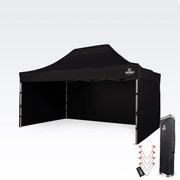 BRIMO Profesionálny promo nožnicový altánok 3x4,5m | Masívny ALU profil 1,8mm - s 3 stenami - Čierna 14