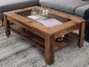 Konferenčný stolík so zásuvkou Roman, vintage optika dreva%