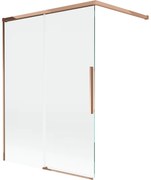 Mexen Rox, 2-krídlová posuvná vaňová zástena 120 x 150 cm, 8mm číre sklo, ružové zlato profil, 8C9-120-003-60-00