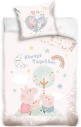 Obliečky do detskej postieľky Prasiatko Peppa - motív Navždy spolu - 100% bavlna - 40×60 cm + 100×135 cm
