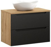Závěsná skříňka Luxor Black Cloud s deskou a umyvadlem 80 cm černá/dub olejovaný