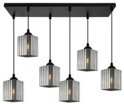 Závesné svietidlo Riffle Square, 6x grafitové sklenené tienidlo, b