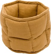 Ľanový prešívaný košík karamelový o 20 cm