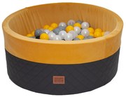 Golden Kids Suchý bazén Eco velvet s loptičkami 90x40cm žlto-sivý