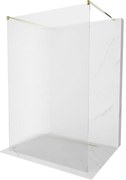 Mexen Kioto, sprchová zástena Walk-In 100 x 200 cm, 8mm sklo s rebrovým vzorom, zlatý profil, 800-100-002-50-09