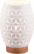 Stolná lampa Bidar 21 cm, biely kov/drevo%