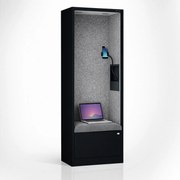 Akustická kabína SALLY MentalBox 600 mm – čierny korpus, sivé sedadlo