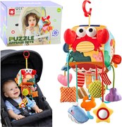 LEAN Toys Senzorická kocka do postieľky s príveskom Morské zvieratá