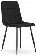 Čierna zamatová stolička KARA s čiernymi nohami