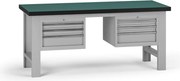 Pracovný stôl do dielne G8, 1800 x 750 x 800 mm, 2x kontejner, 6 zásuviek, sivá