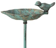 Zapichovacie napájadlo pre vtáky Karla Leaf, 98x20x14 cm, liatina, zelená