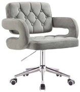 LuxuryForm DESIGN Kreslo ADRIA VELUR na striebornej podstave s kolieskami - šedé