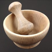 AMADEA Drevený mažiar, masívne drevo, 10,5 cm