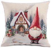 Gobelínová obliečka na vankúš VIANOČNÝ ŠKRIATOK 45 x 45 cm