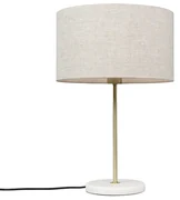 Stolná lampa mosadz s sivým tienidlom 35 cm - Kaso