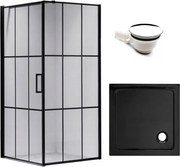 BPS-koupelny Štvorcový sprchový kút BS13A 80x80 čierna/transparent + vanička ST02A BL čierna