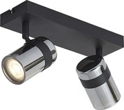 Stropný reflektor čierny s dymovým sklom 2-svetlá otočný a naklápací - Gianni