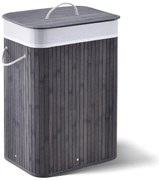 Bambusový košík na bielizeň s vekom, 72 l, sivý