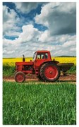 Detský uterák Červený traktorík - 100% bavlna, froté  350 gr./m² - 30 x 50 cm
