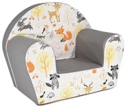 Detské kresielko MINI - Lesné zvieratká - biele / šedé