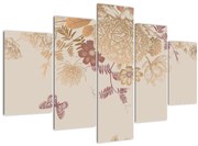 Obraz - Vintage kvety a motýle (150x105 cm)