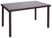 Záhradný stôl HWC-G19, polyratan,120x75cm - hnedá