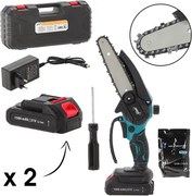 Akumulátorová reťazová píla na konáre – dve batérie, nabíjačka, kufrík