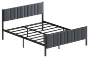 Kovová dvojlôžková posteľ LUNOR 160x200 cm, antracit, nosnosť 200 kg