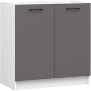 Spodná kuchynská skrinka pod drez OLIWIA S80ZL biela / grafitová / sivá