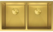 Mexen Binox, 2-komorový nerezový drez 800 x 450 mm, brúsená zlatá, vzor voština, 6421802000-55HC