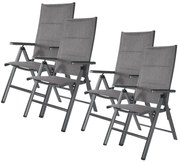 Livarno home Hliníkové kreslo Toronto s vysokým operadlom, antracitové, 4 kusy  (800008984)