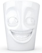 Biely vysmiaty porcelánový hrnček s uškom 58products, objem 350 ml