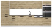 Kuchynská linka Belini Premium Full Version 360 cm dub sonoma s pracovnou doskou NAOMI