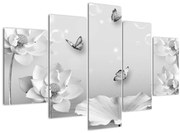 Obraz - Kvetinový dizajn s motýlikmi (150x105 cm)