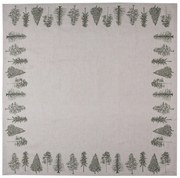 Béžový bavlnený obrus so stromčekmi Natural Pine Trees - 100*100 cm