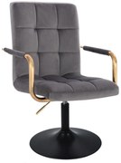 LuxuryForm DESIGN Stolička VERONA GOLD VELUR na čiernom tanieri - tmavo šedá