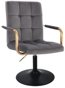 LuxuryForm DESIGN Stolička VERONA GOLD VELUR na čiernom tanieri - tmavo šedá