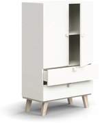 Skriňa QBUS, 2 police + 2 zásuvky, na nožičkách, 1332x800x420 mm, biela