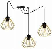 Závesné svietidlo Nuvola Spider 1, 3x zlaté drôtené tienidlo