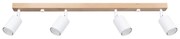 Bodové svietidlo Verdo, 4x biele kovové tienidlo, (možnosť polohovania), drevo
