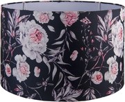 Čierne veľké tienidlo na lampu s ružami Rosinné - Ø 45*28 cm / E27