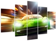 Obraz - Zelené závodné auto (150x105 cm)