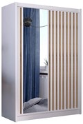 Šatníková skriňa so zrkadlom SANTINO 150x215 cm biela/dub craft