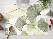 Biante Bavlnené prestieranie na stôl Sandra SA-576 Zelené Ginkgo listy na bielom 30x40 cm