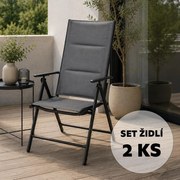 Set 2 ks hliníkových polohovacích kresiel AVENBERG STEVE sivá
