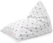 Sedací vak Triangl srdiečka na bielej, biela