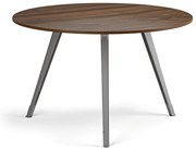 Konferenčný stôl PRIMO ZEN, priemer 120 cm, sivostrieborná podnož, orech
