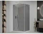 Mexen Roma, sprchový kút s krídlovými dverami 110 (dvere) x 70 (stena) cm, 6mm šedé sklo, chrómový profil + slim sprchová vanička biela + chrómový sifón, 854-110-070-01-40-4010
