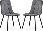 Sada dvoch jedálenských stoličiek NERO zamatové, grafitové / čierne nohy (2 ks)